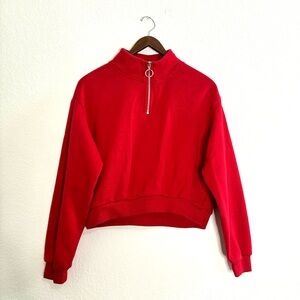 Red Quarter Zip Sweater